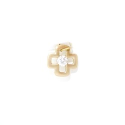 Pendentif croix en or 18 carats et zircon. 14 mm