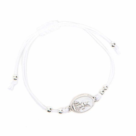 White Shambala touw armband met engel medaille