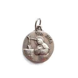 Zilveren metalen medaille 18mm Ste. Rita
