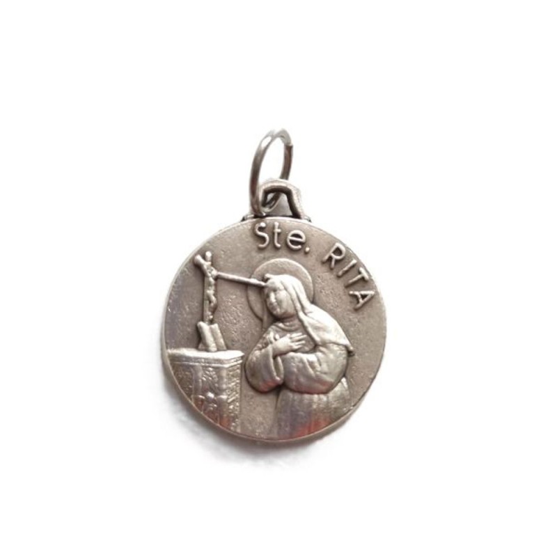 Médaille métal argenté 18mm Ste. Rita