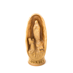 Grotte avec l'Apparition de Lourdes en bois. 17 cm