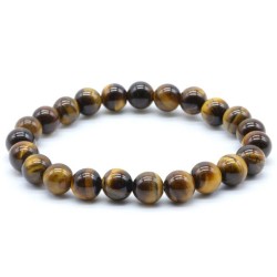 Elastische armband parels in stenen tijgeroog 8mm