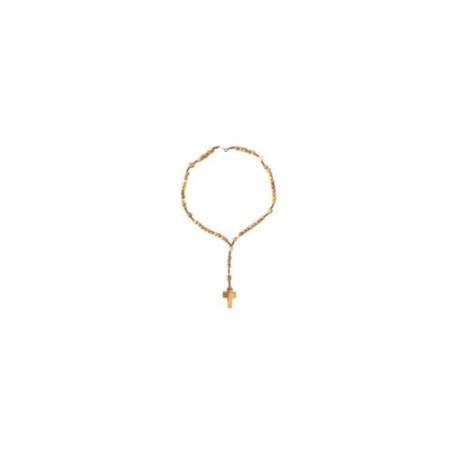 Chapelet bois d'olivier sur corde avec médaille Miraculeuse/S.Coeur de Jésus couleur
