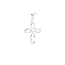 18 karaat witgoud kruis hanger met een glans van 0,01 ct. 18 mm