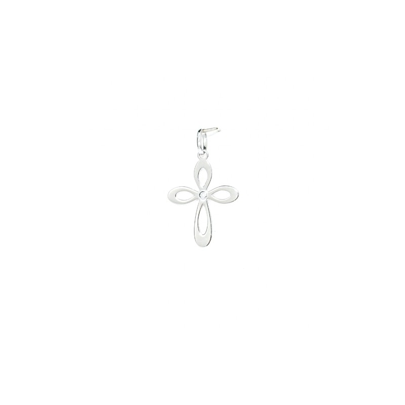 18 karaat witgoud kruis hanger met een glans van 0,01 ct. 18 mm