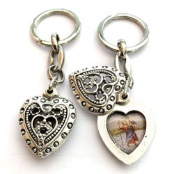 Sleutelhanger opening hart st christophe zilveren metalen kleur