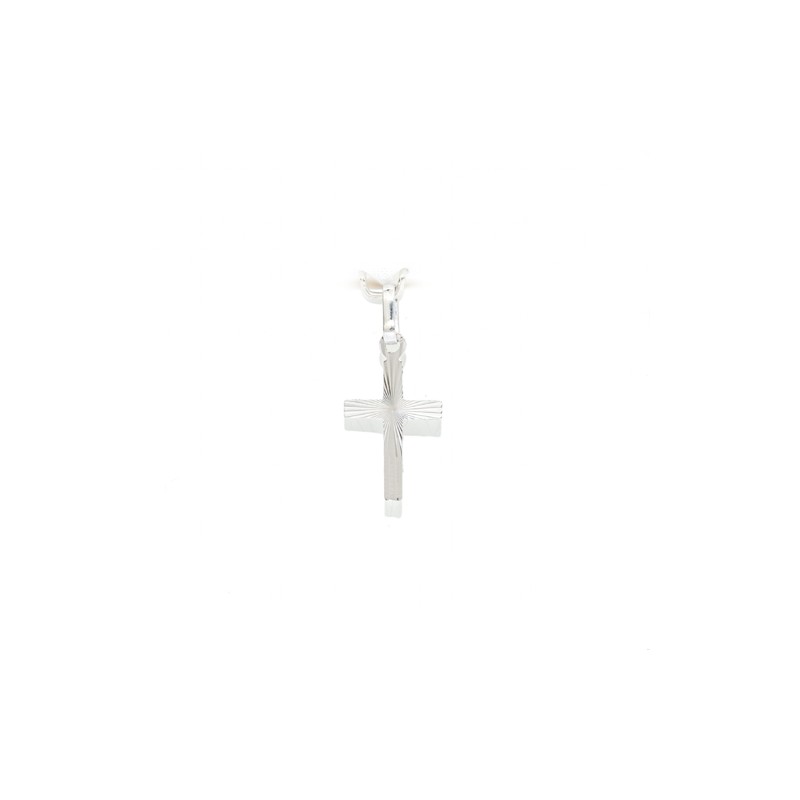 Pendentif croix en or blanc 18 carats. 15 mm