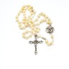 Chapelet de Banneux en verre blanc. perles de 7 mm