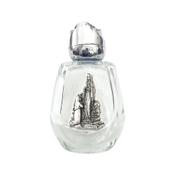 Mini bouteille verre pour eau bénite 6.5cm jeton métal lourdes