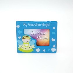 Blauwe magnetische fotohouder met engel en registratie