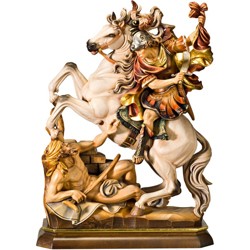 Statue Saint Martin à cheval 32cm en bois antique