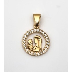 Virgin en kind hanger in verguld