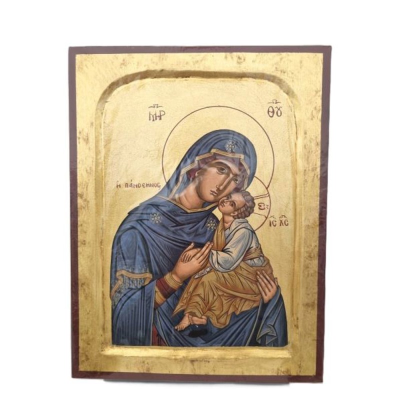 Icône Vierge Tendresse bleue 26x20cm