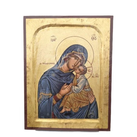 Icône Vierge Tendresse bleue 26x20cm