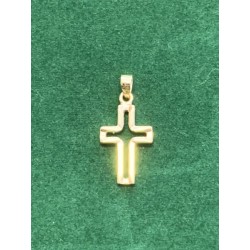 Pendentif Croix Ajourée 18x12mm Argent/Pl.Or