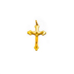 Pendentif crucifix trilobé en plaqué or vermeil. 30 mm