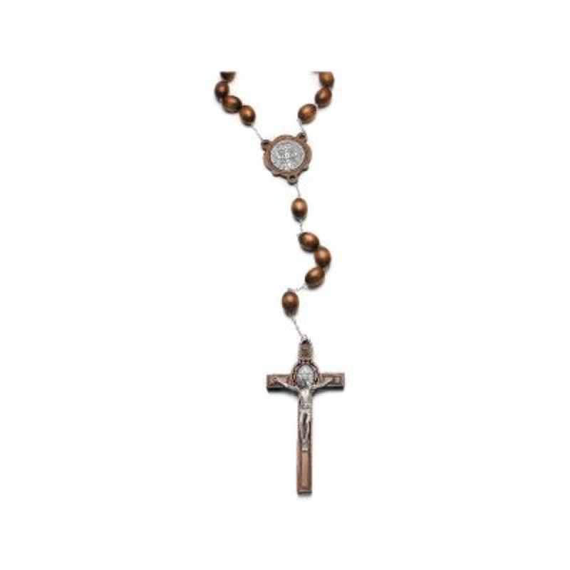 Chapelet mural perles  bois 30x22mm  Saint Benoit