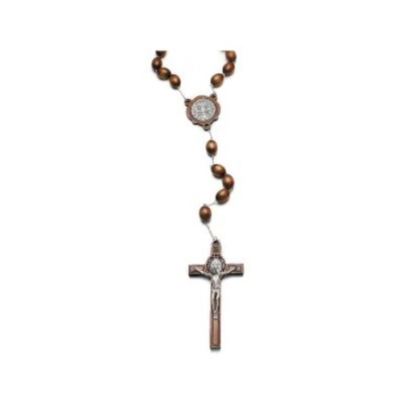 Chapelet mural perles  bois 30x22mm  Saint Benoit