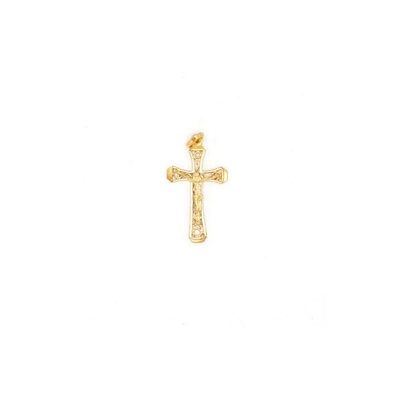 Pendentif crucifix en plaqué or. 29 mm