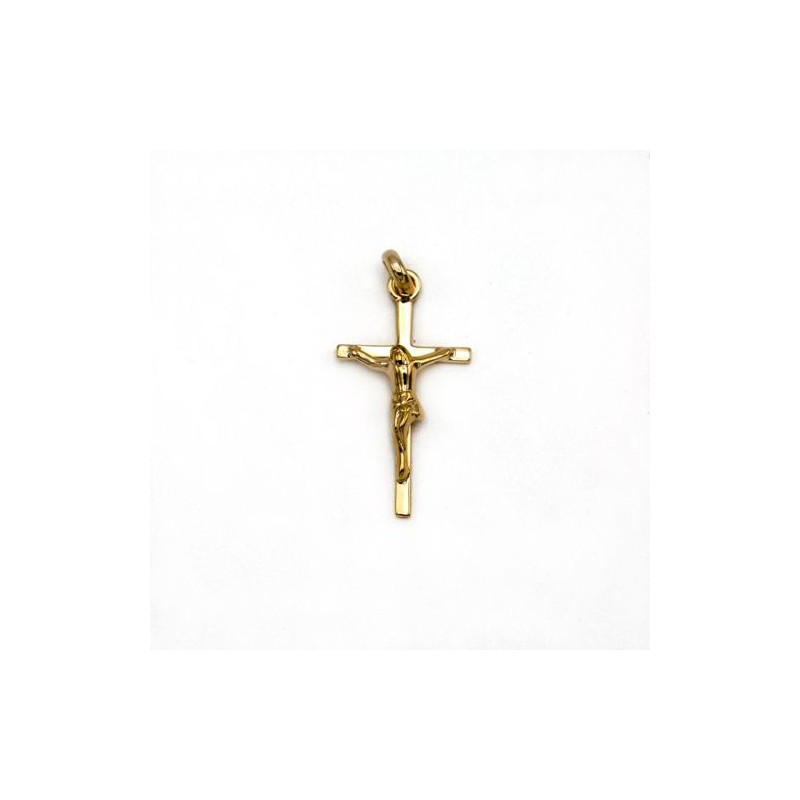 Pendentif crucifix en plaqué or. 22 mm