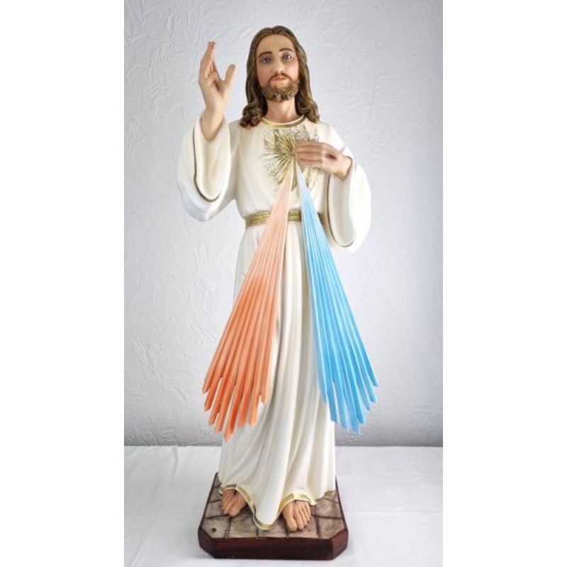 Standbeeld van genadige Jezus in hars. 100 cm + kristallen ogen