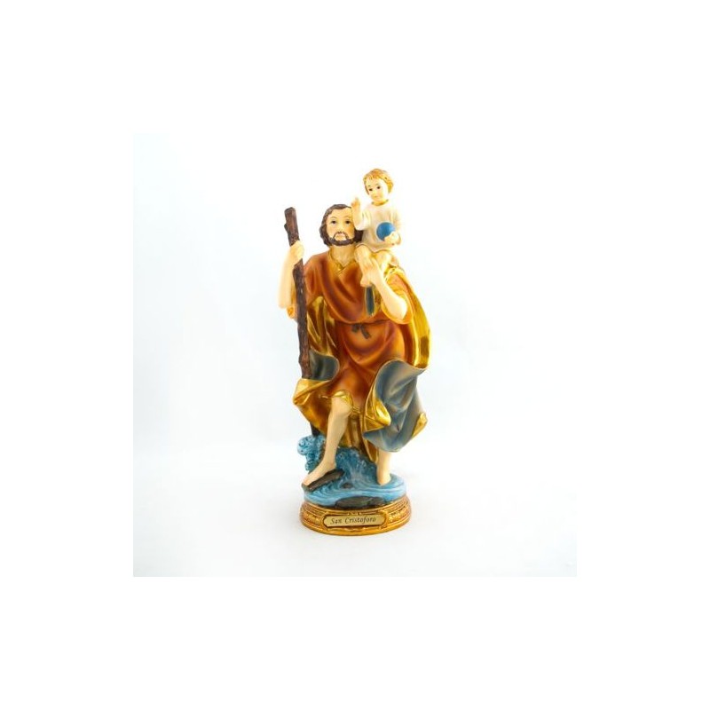 Statue de Saint Christophe en résine. 30.8 cm