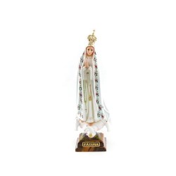 Standbeeld van Onze Lieve Vrouw van Fatima in hars. 27 cm