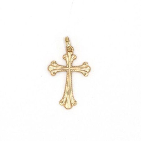 Pendentif croix trilobée en plaqué or. 22 mm