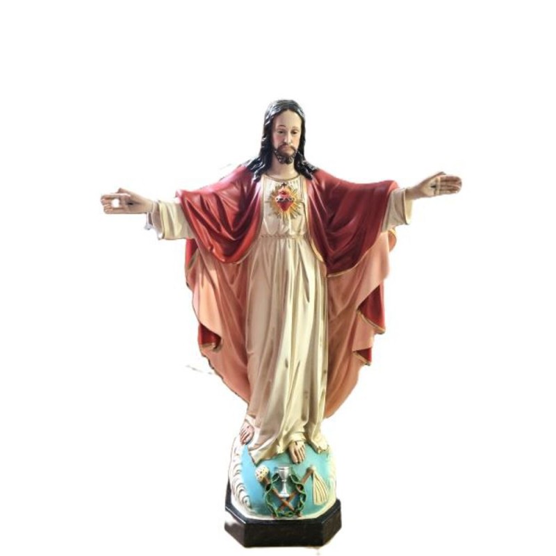Statue Sacré Cœur de Jésus bras ouvert 65cm marbrite