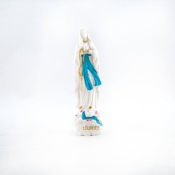 Standbeeld van Onze Lieve Vrouw van Lourdes in witte hars. 10 cm