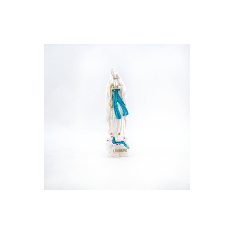 Standbeeld van Onze Lieve Vrouw van Lourdes in witte hars. 10 cm