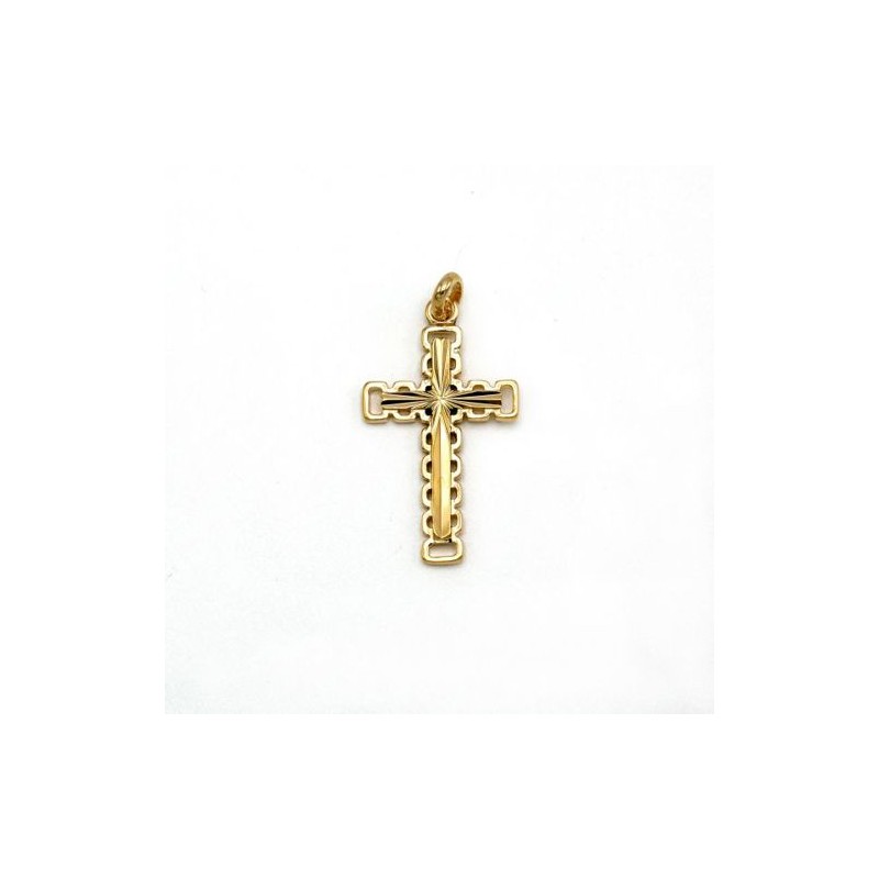 Pendentif croix en plaqué or. 23 mm