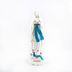 Statue de Notre Dame de Lourdes en résine blanche. 25 cm