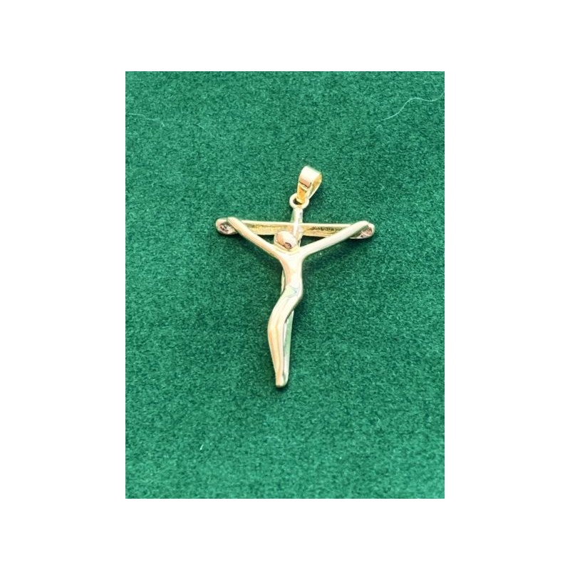 Pendentif Crucifix moderne 30x22mm Argent/PL.Or