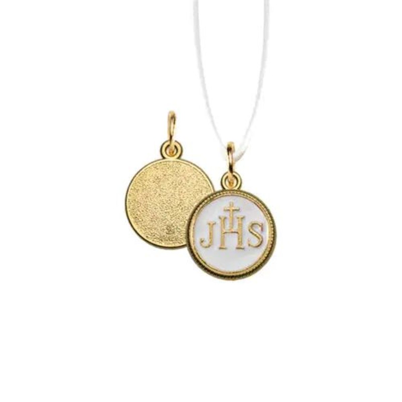 Gouden metalen hanger JHS White Email