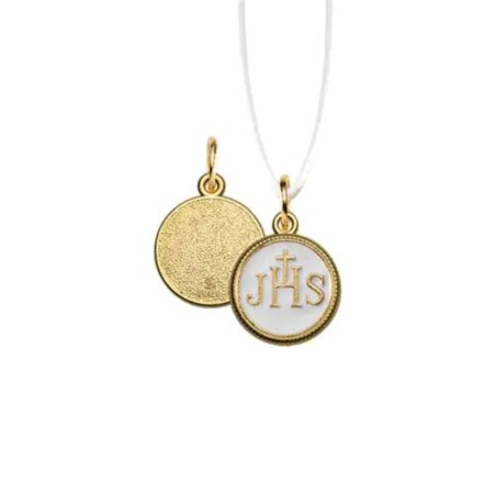 Gouden metalen hanger JHS White Email