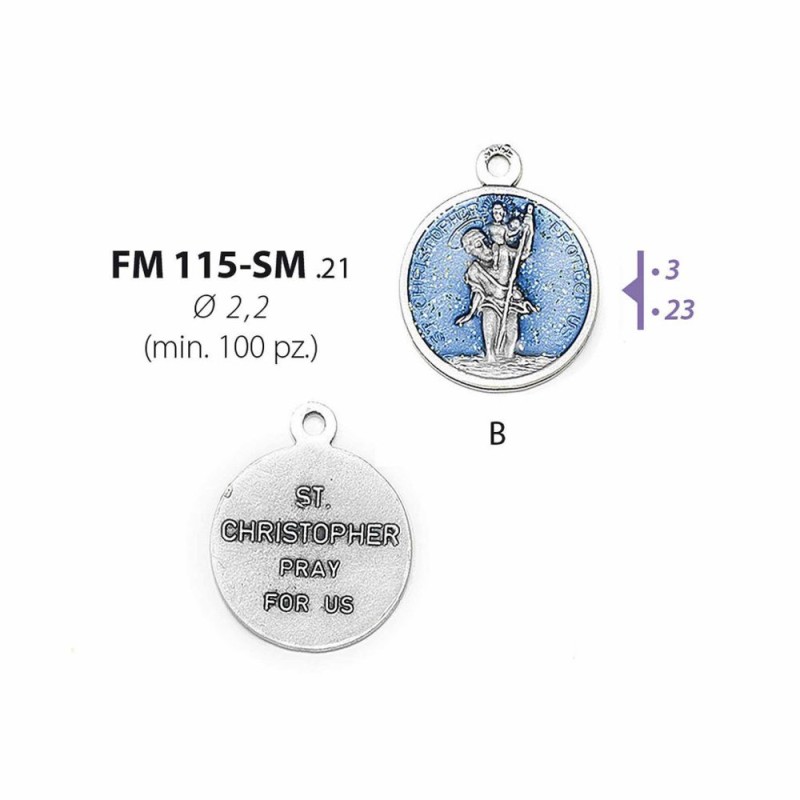 Medaille metalen S. Christophe Enamelée 22mm