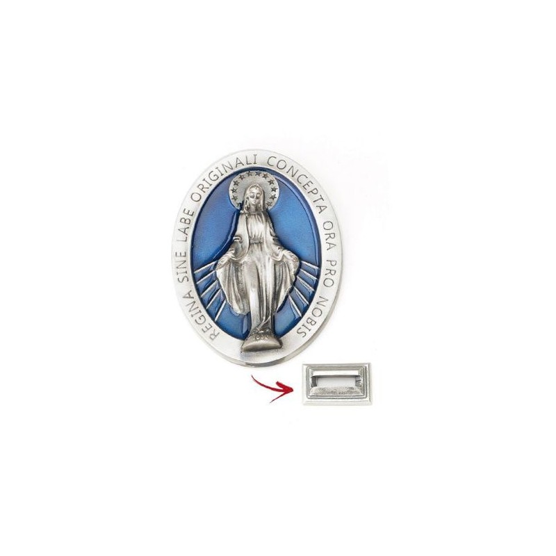 Médaille métal Miraculeuse 13x9.5cm + email
