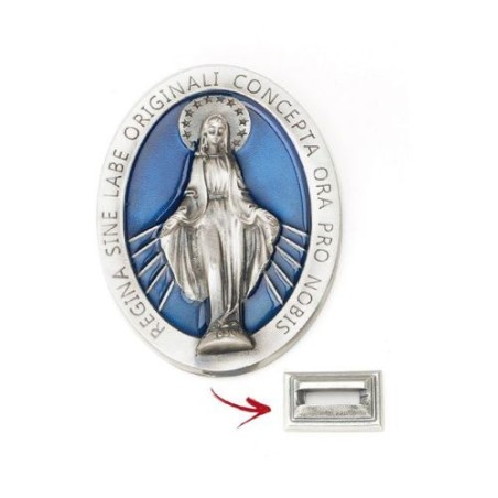 Médaille métal Miraculeuse 13x9.5cm + email