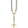 Black Crystal Rosary Scarab and Gold Metal