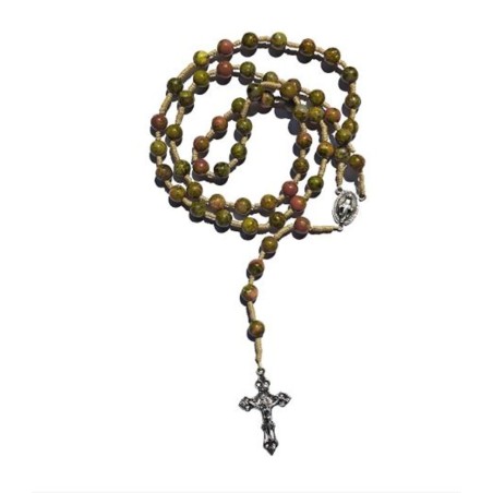 Rozenkrans op 8mm stenen touw - unakite