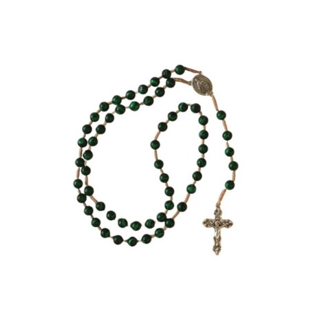 Chapelet sur corde perles pierre minérale Malachite verte 8mm