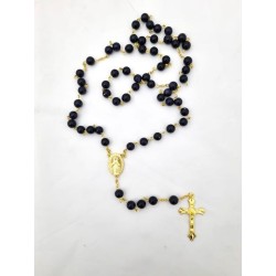 Rozenkrans 8mm echt steen - blauw zand + doos