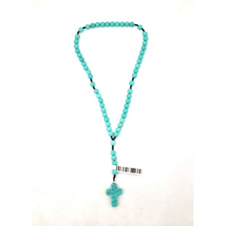 Chapelet perles Turquoise bleues sur corde 