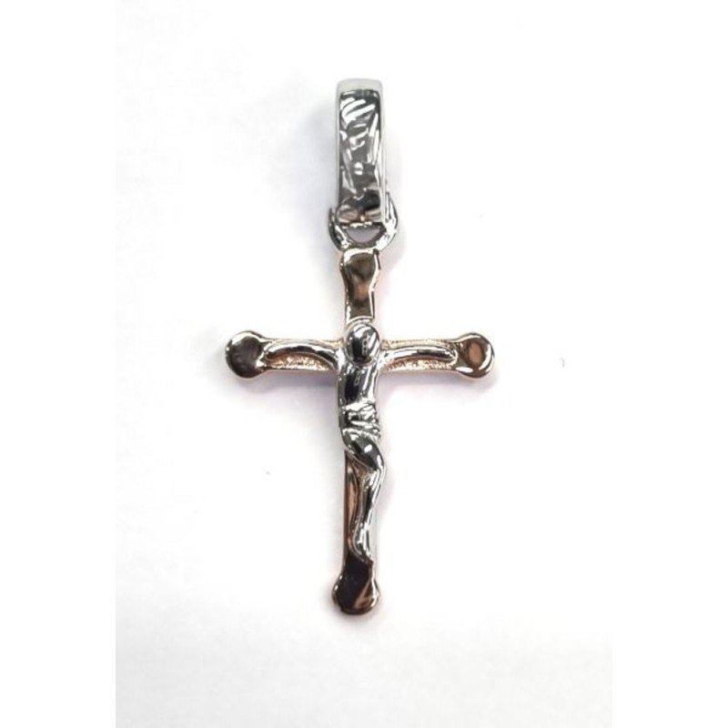 Cross Pendant Arg S925 Roze Vergulde met Modern Christus zilver