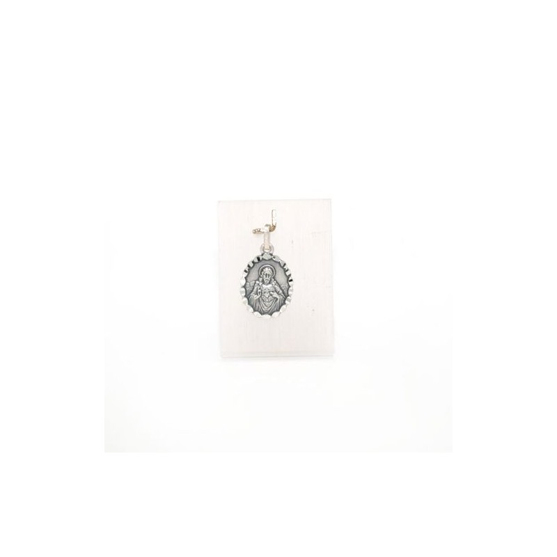 Medaille van Jezus Heilig Hart in Silver. 14 mm