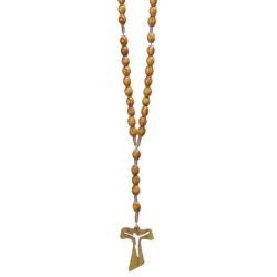 Chapelet perle imit bois olivier sur corde