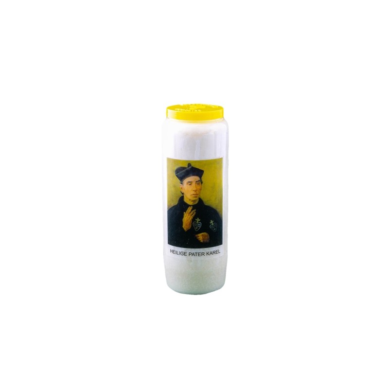 Bougie neuvaine à Pater Karel. avec bonnet