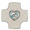 Blauw gelakt geboorte Cross Blue Heart
