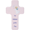 Croix enfant rose 10x6cm en bois d'érable (Texte Allemand)